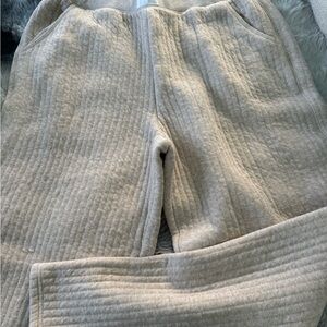 Aerie Women's Cream Quilted Wide Leg Pants